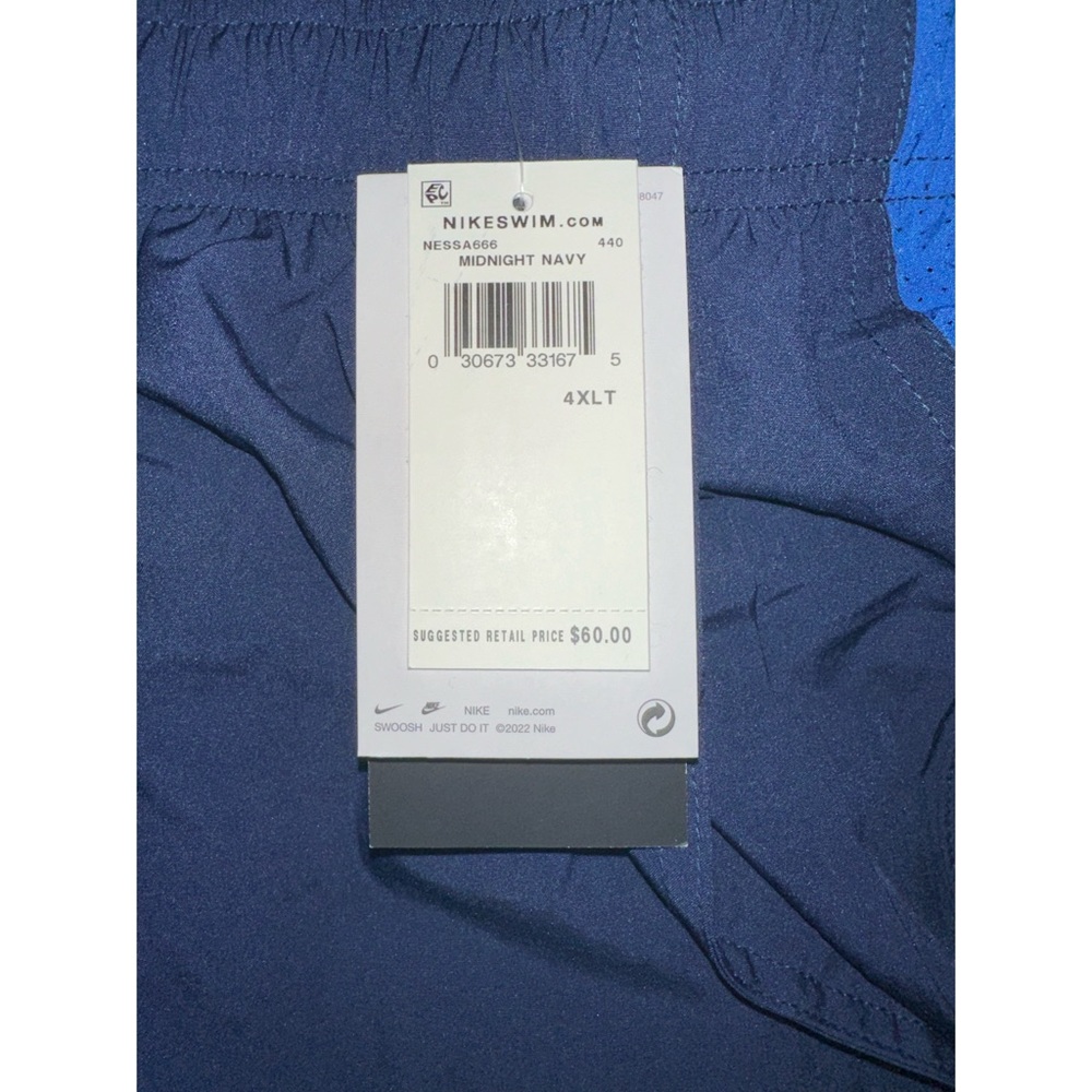 NWT Nike Men's Swim Trunks 4XLT Contend Water-Repellent Colorblocked Navy Blue - Picture 11 of 13